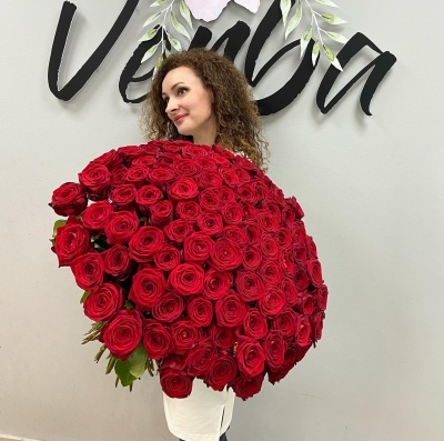 Букет цветов 101 красная роза VIP