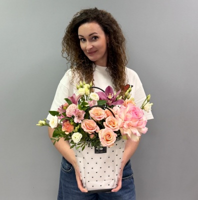 Букет цветов Пудра в горошек