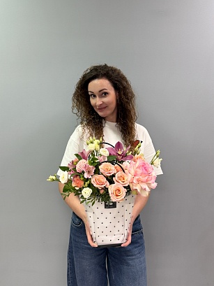 Букет цветов Пудра в горошек