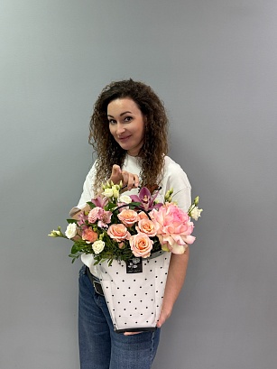 Букет цветов Пудра в горошек